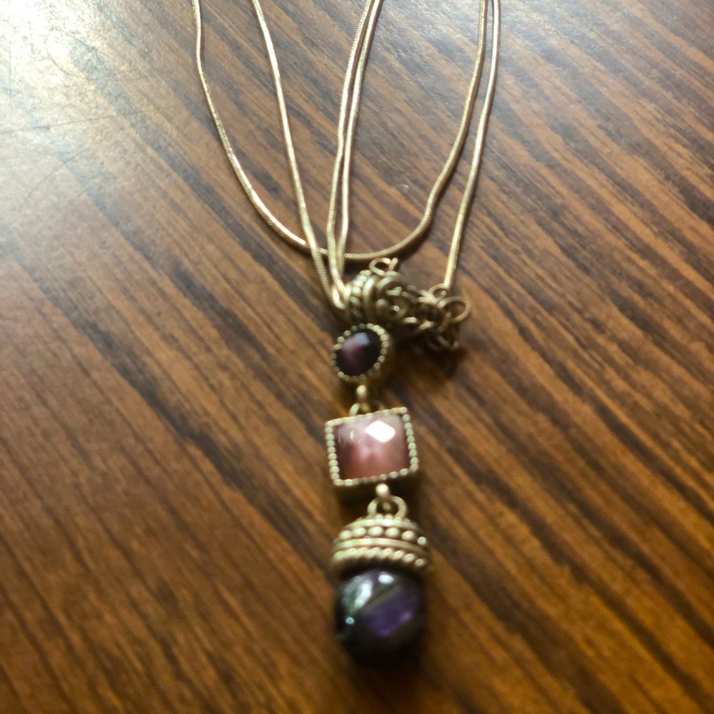 Long chain with beautiful purple pendants
